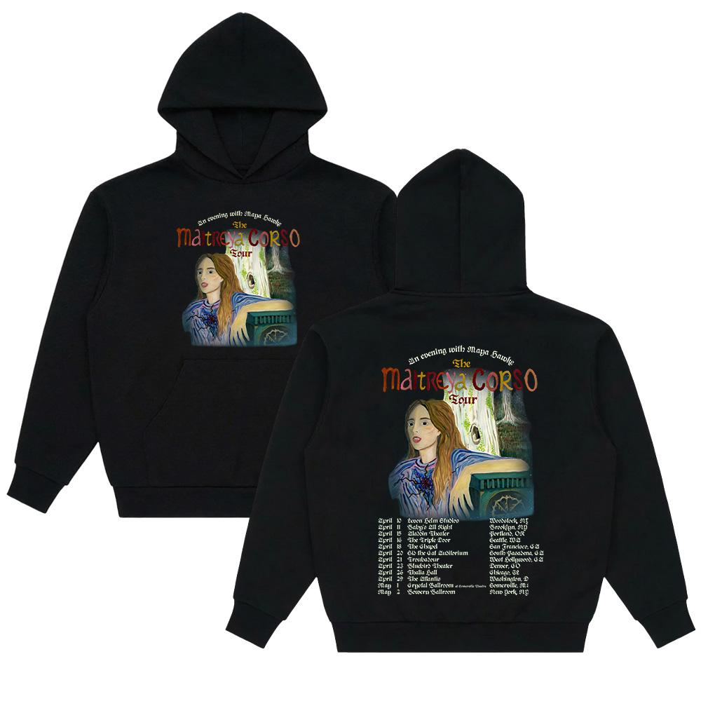 Maya Hawke MAITREYA CORSO Tour Hoodies Graphic Hoody Men Women Casual Aesthetic Y2K Pullovers Fashion Sweatshirts XS чёрный