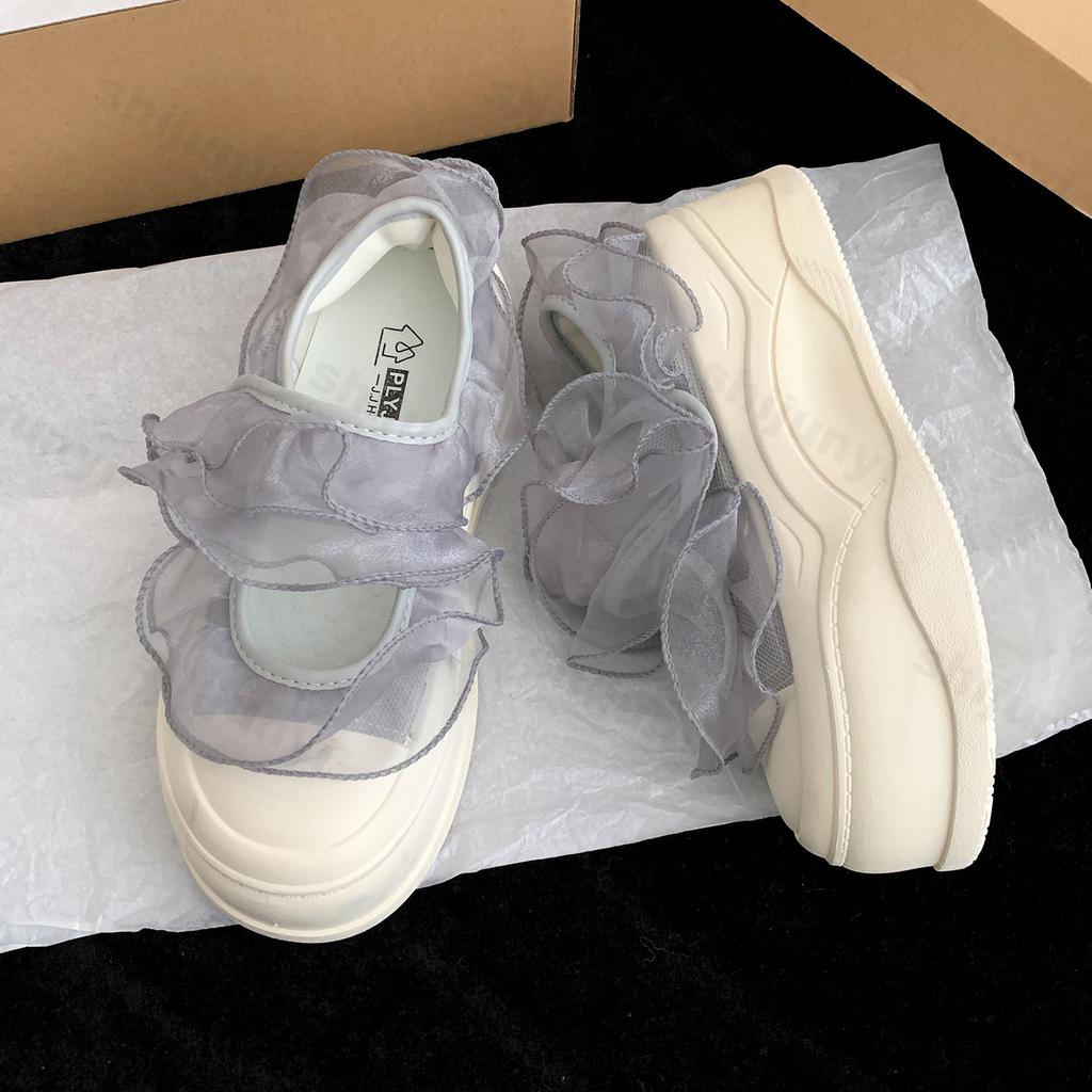 Fashion Elegant Thick Sole Shallow Mouth Casual Single Shoes for Women Autumn 2025 New Comfortable Versatile Lace Design Mary Jane Shoes