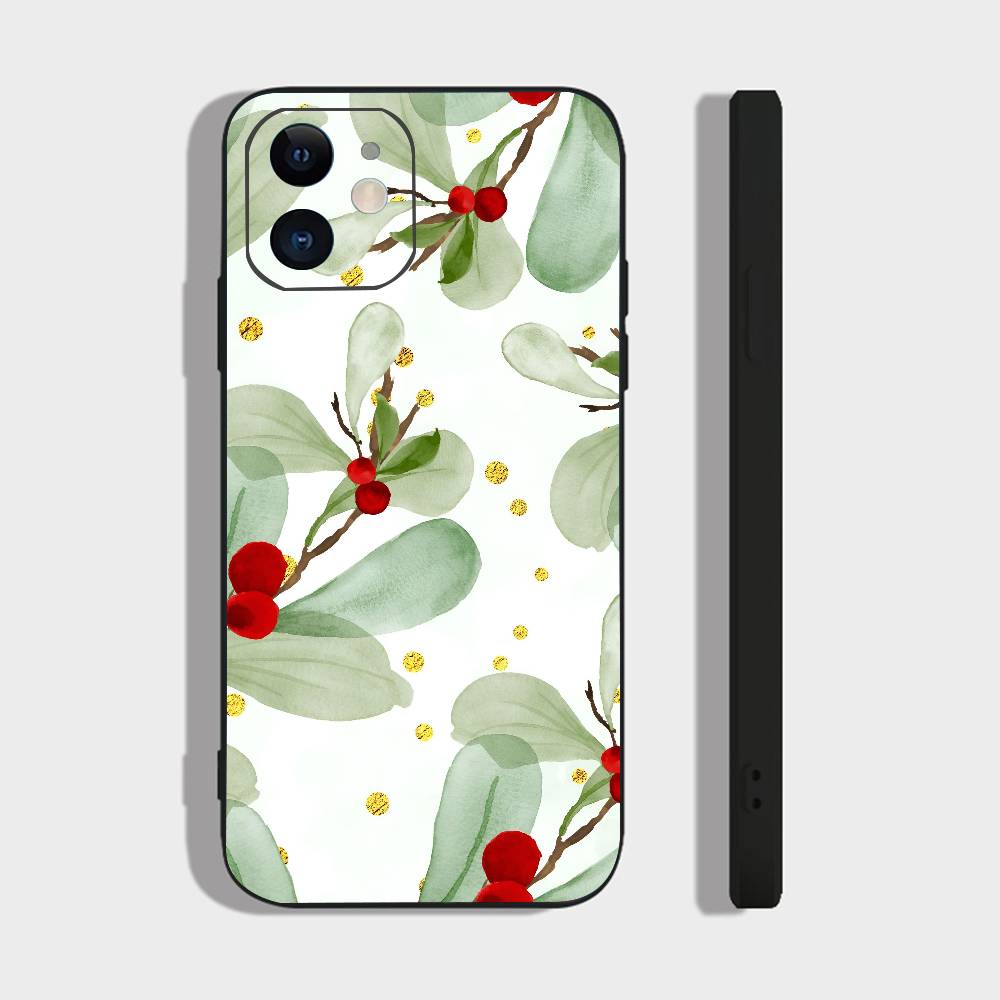 Art Flower For IPhone 15 16 14 Plus 13 12 11 17 Pro Max 17 Air Black Soft Phone Cover