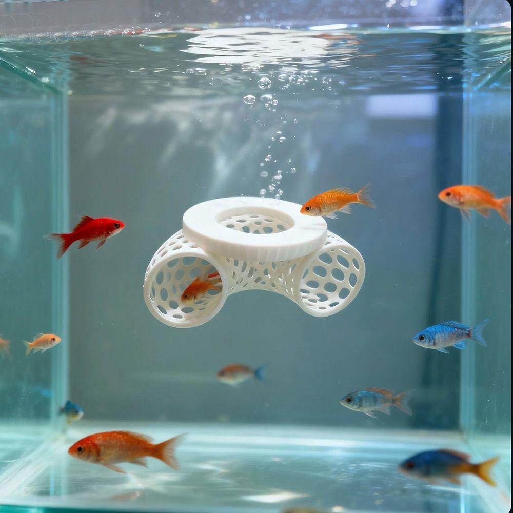 3-in-1 Aquarium Floating Cave Durable Floating Surface Fish Tunnel Small Fish Hammock Feeding Ring for Betta Small Aquatic Pets