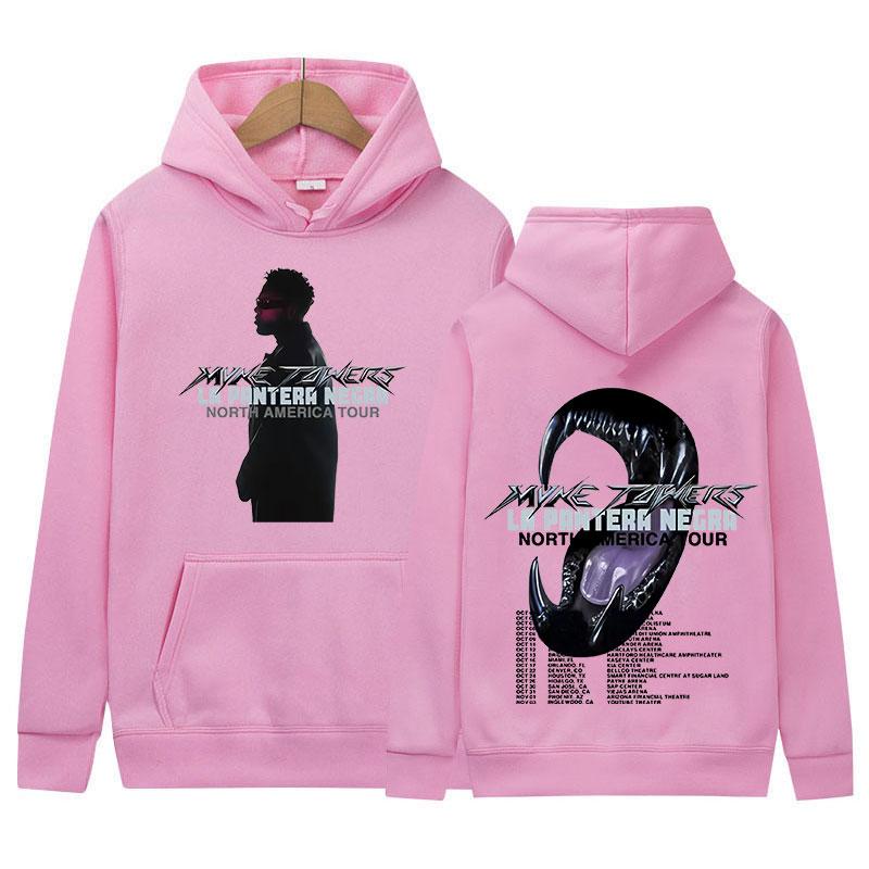 Raper Myke Towers 2024 Tour Bluza z kapturem Album Męska Hip Hop Vintage Luźna Bluza Gotycka Moda Bluzy z kapturem Streetwear