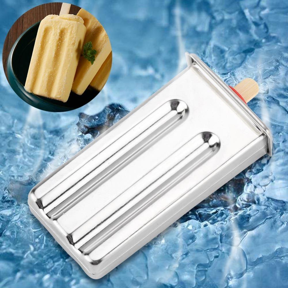2pcs set Stainless Steel Stainless Steel Ice Cream Mold DIY Ice Cream Maker Juice Smoothies Flat Head