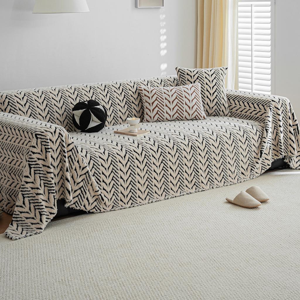 Plush Sofa Cover Blanket - Soft, Cozy Water Ripple Design, Thick Protector for Living Room, Bedroom, Decor, Fits Single to Four-Seater Sofas