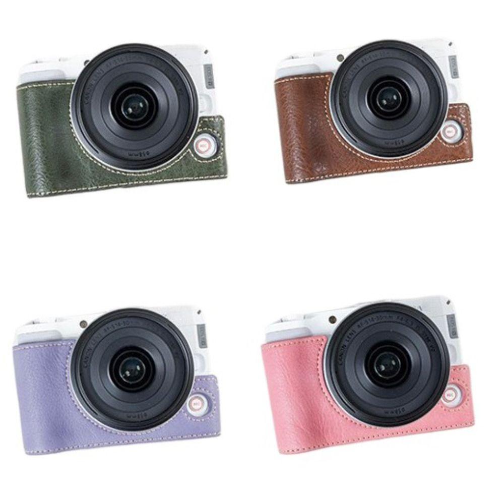 Kožená úložná taška Nárazuvzdorný ochranný kryt Retro fotografické pouzdro pro Canon EOS R50 V