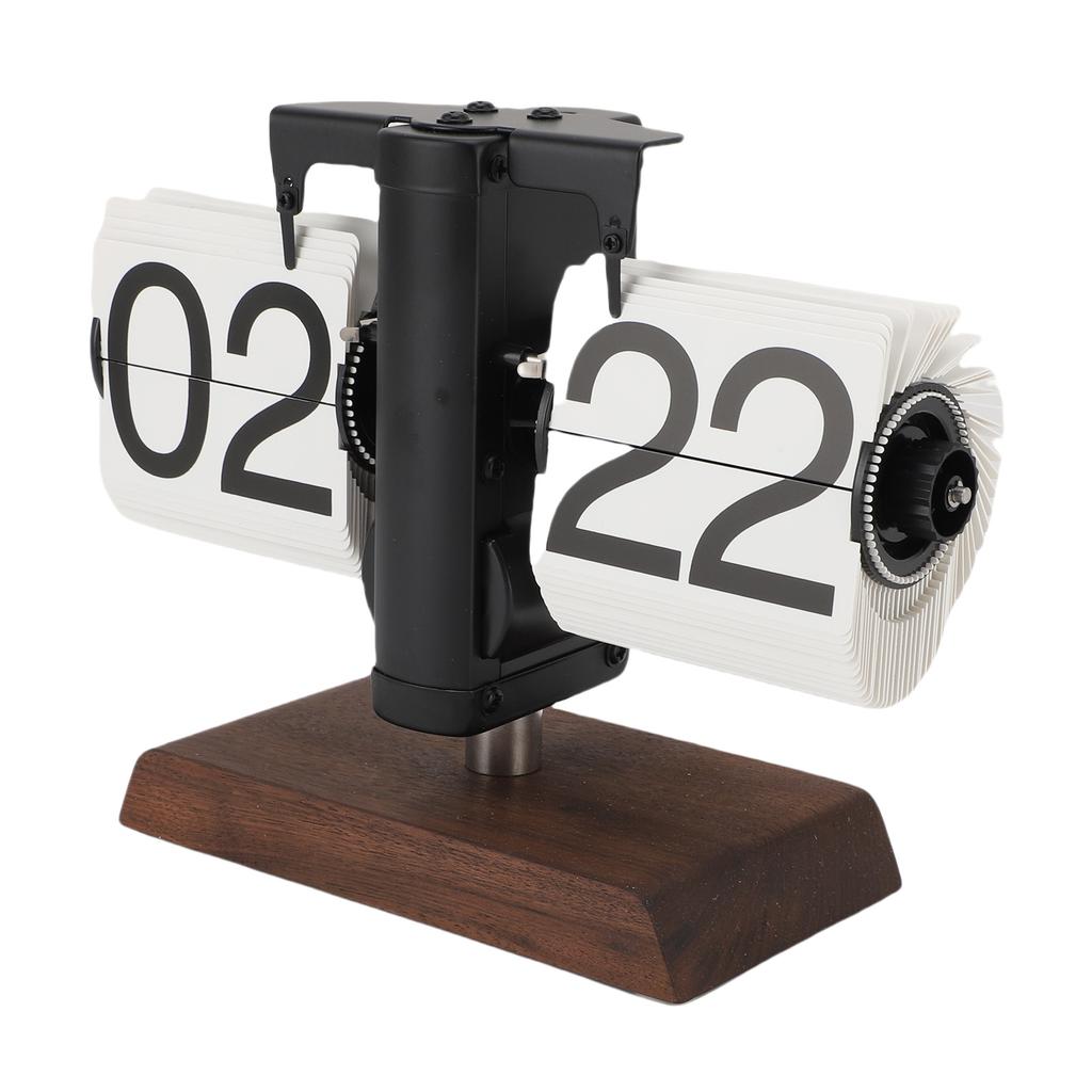 Flip Desk Clock Retro Large Number Mechanical Automatic Flip Clock for Living Room Home Office