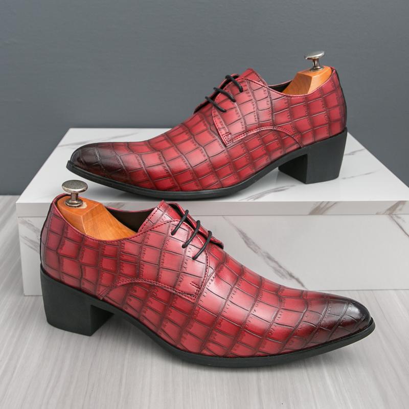 Fashion Luxury High Heel Shoes Men Classic Black Pointed To Dress Shoes For Men Wedding Formal Shoes Oxford Leather Social Shoes Male