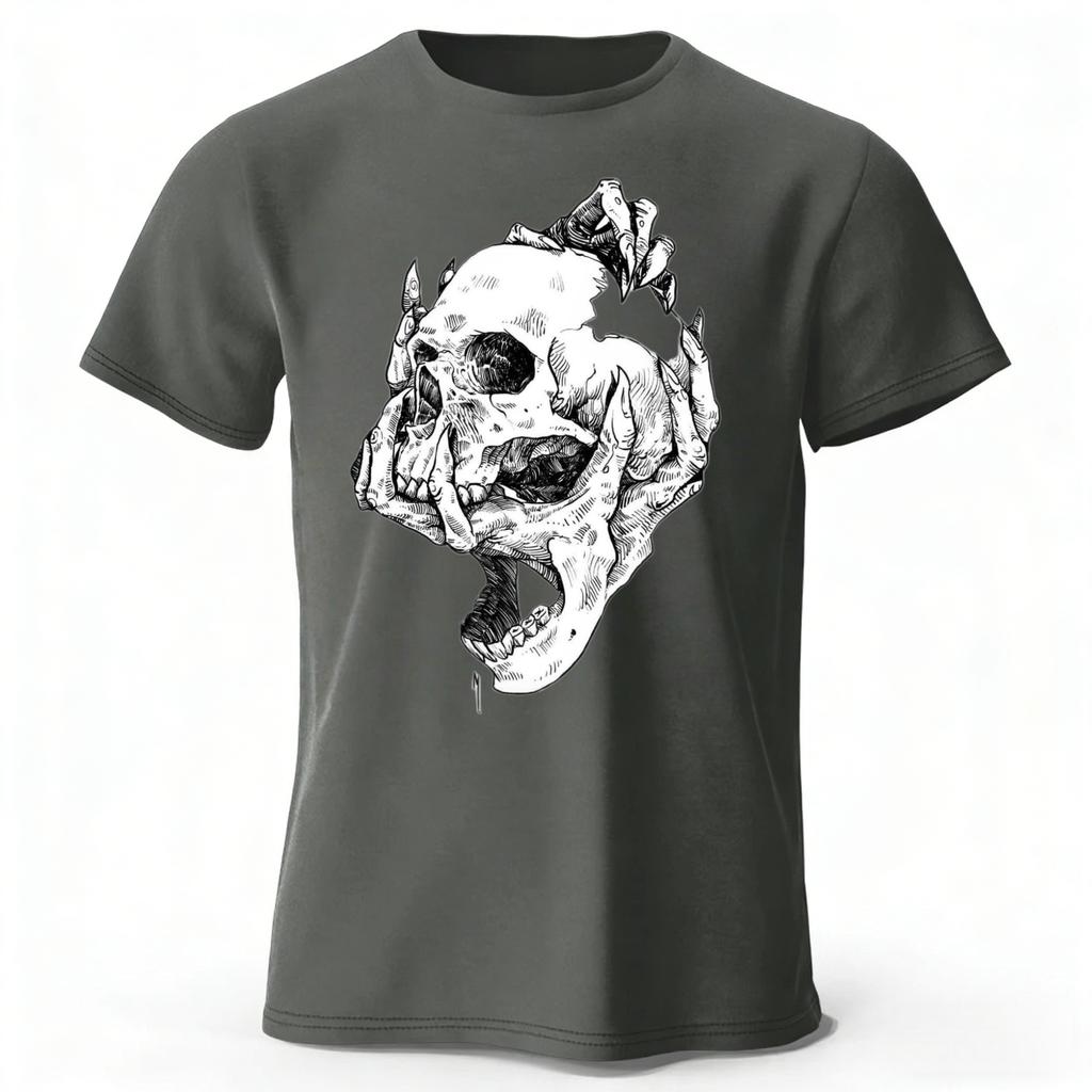 Summer Mens Skull Print Pure Cotton Tshirt Printed Plus Size Womens Pure Cotton Tshirt Casual Street Photography Clothing