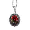 Fashionable and Exquisite Red Flower Pattern Oval Glass Pendant Necklace