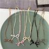 Delicate Beaded Choker Necklace with Bowknot Pendant Stylish Collar Necklaces Adjustable Chain  for Women and Girls