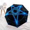Blue Glowing Pentagram Symbol Tapestry Wall Hanging Decoration Umbrella, Cute Umbrella with Cute Design, Portable 3-Fold Compact Umbrella for Men & Wo