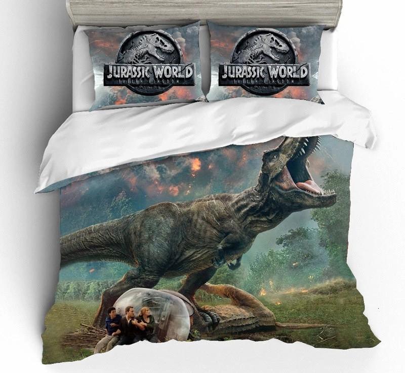3D Jurassic Park Bedding Set Kids Boy Home Textile Decor Bed Sets Queen Size Comforters Quilt Bedroom Queen Dinosaur Duvet Cover