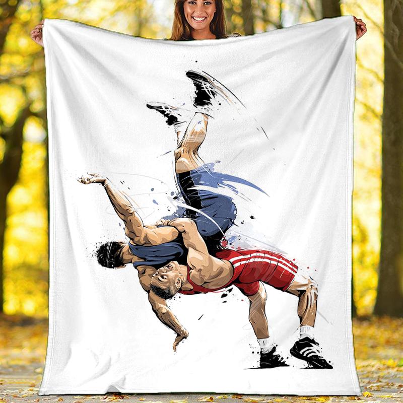 wrestling Theme Printed Blanket - Perfect for Couch, Bed, Travel & Outdoor Use | Machine Washable, Cozy & Durable.