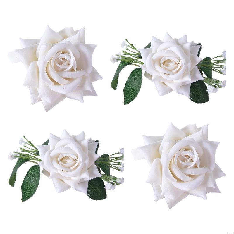 62KD Dekorative Rosenblumen-Raffhalter-Clips für Wohnzimmer Schlafzimmer 4er-Set
