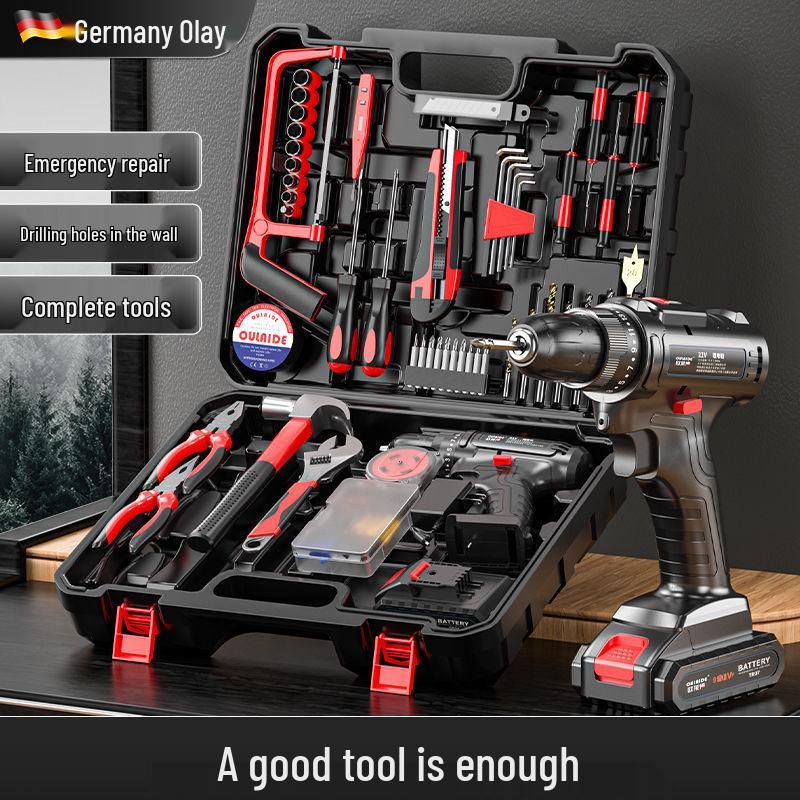 High-Power Cordless Electric Drill and Screwdriver Set with Lithium Battery for Home Use