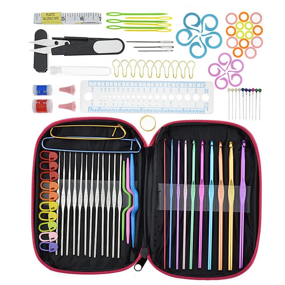 Crochet Hooks Set Yarn Knitting Needles with Case Colorful Crochet Hooks Kit Ergonomic Handle 11 Sizes for Mom Grandma Gifts