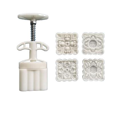 Square Flower Pattern Moon Cake Mold Pastry Tool Hand Press Cookie Dessert Cutter Baking Tool for MidAutumn Festival