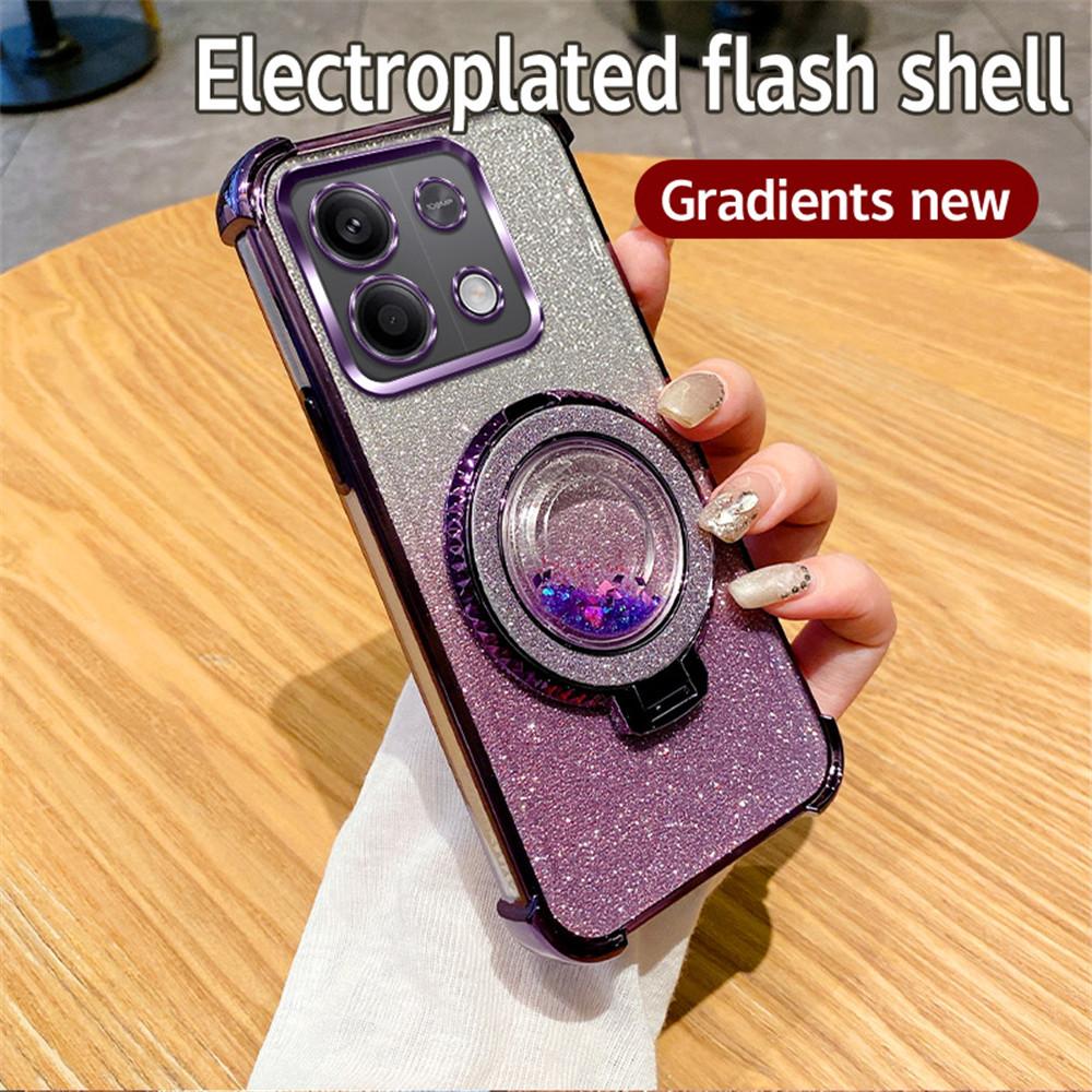 Coque de luxe à paillettes de sable mouvant avec support magnétique pour Xiaomi Redmi Note 13 Pro 4G 5G 13Pro 12Pro 11S 10S 9S 9 Pro 13C 12C 10C