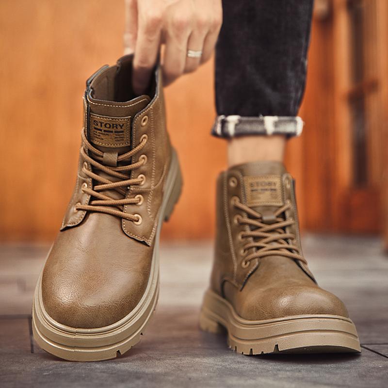 Ny mote Høst Og Vinter Høytopp for menn Martin Boots Studenter Mann Gutter Trending Soft Sole Arbeidssko Arbeidsbeskyttelse Martin Sneakers