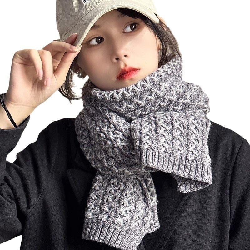 New Wool Knitted Scarf for Women in Winter Korean Fashion  Versatile Warm  Student Scarf  Skin Friendly and Soft