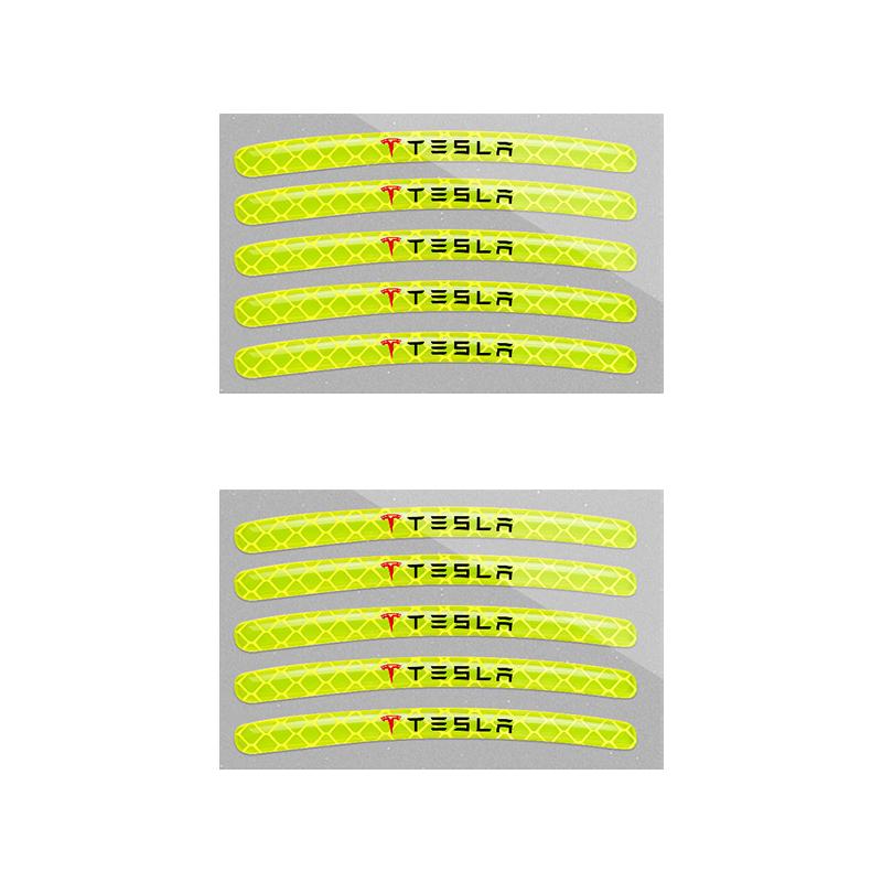 WDYEA1 5/10/20pcs Reflective Car Wheel Rim Stickers Tape Strips Auto Decoration For Tesla Model 3 Y S X Roadster Cybertruck Juguete WYE