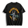 Reckless Skeleton Hand Rock Mic Print Streetwear Loose Tee Pure Cotton T-shirt