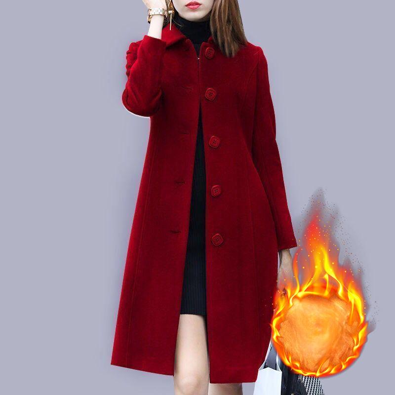 

Шерстяное пальто женское средней длины в британском стиле Новое тонкое шерстяное пальто Женский тонкий шерстяной костюм 4XL