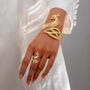 Individuality Exaggerated Punk Style Designed Eagle Open Ring Glossy Ring, Niche Retro Floral Geometric Jewelry Set