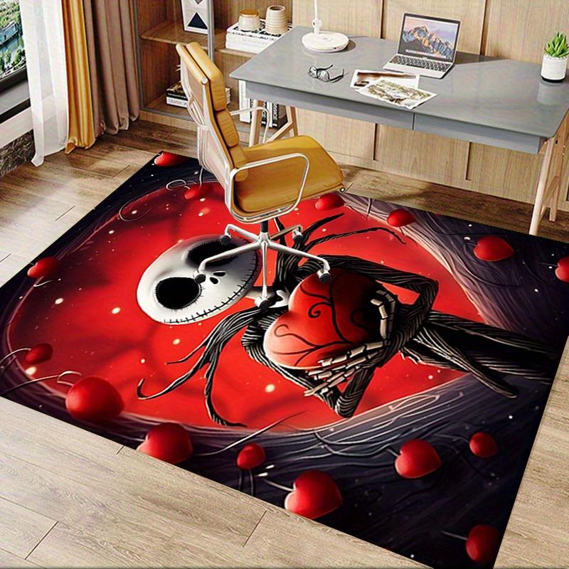 Office Rug Jack Skellington, Heart Theme 3D Printed Anti-Slip Rug-Machine Washable for Living Room