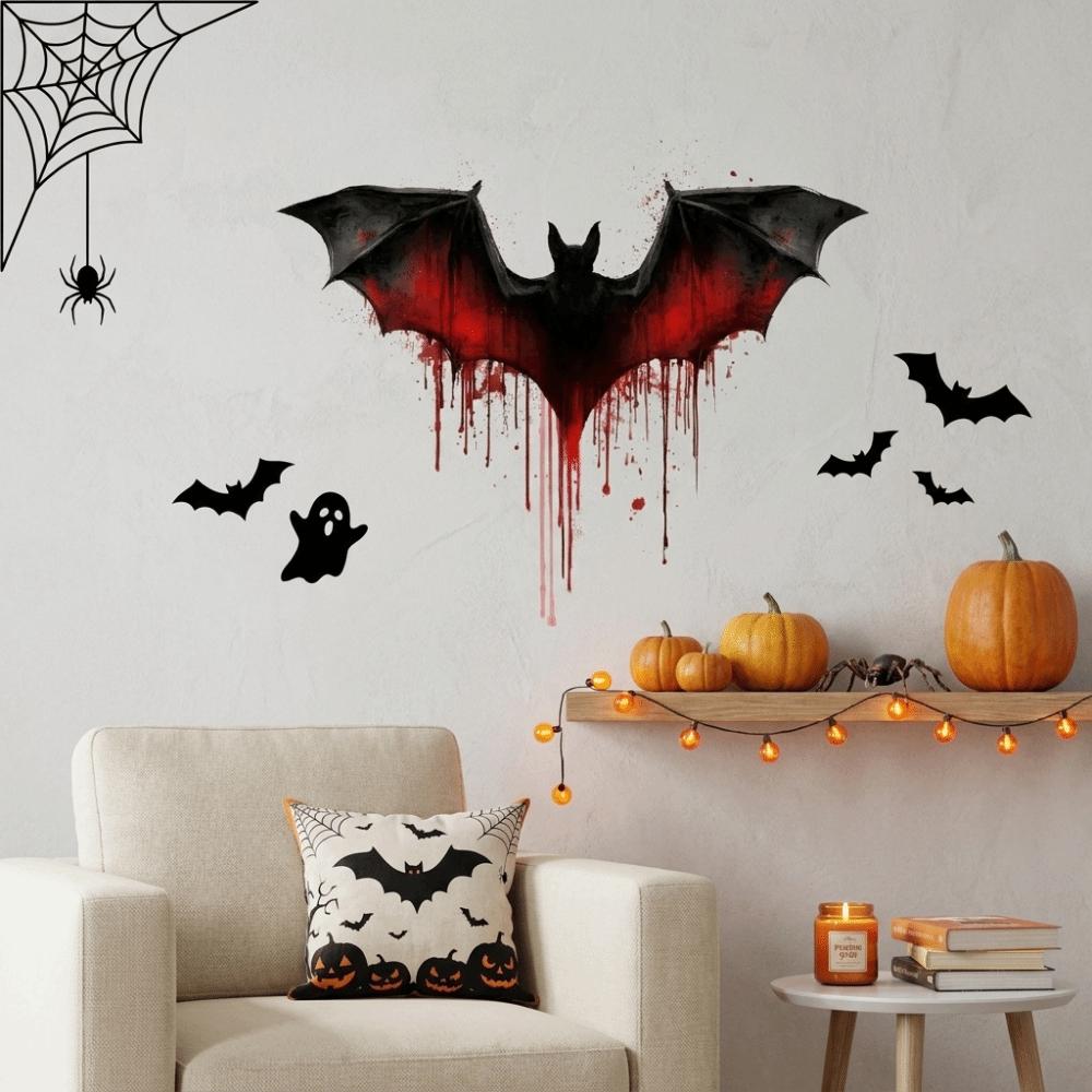 Self-Adhesive Halloween Bloody Bat Wall Decoration PVC Door Sticker Wall Surface