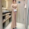 High-end Small Evening Dress Femininity Queen Banquet Suspender Temperament Fishtail Skirt Gold Long Birthday Advanced Texture