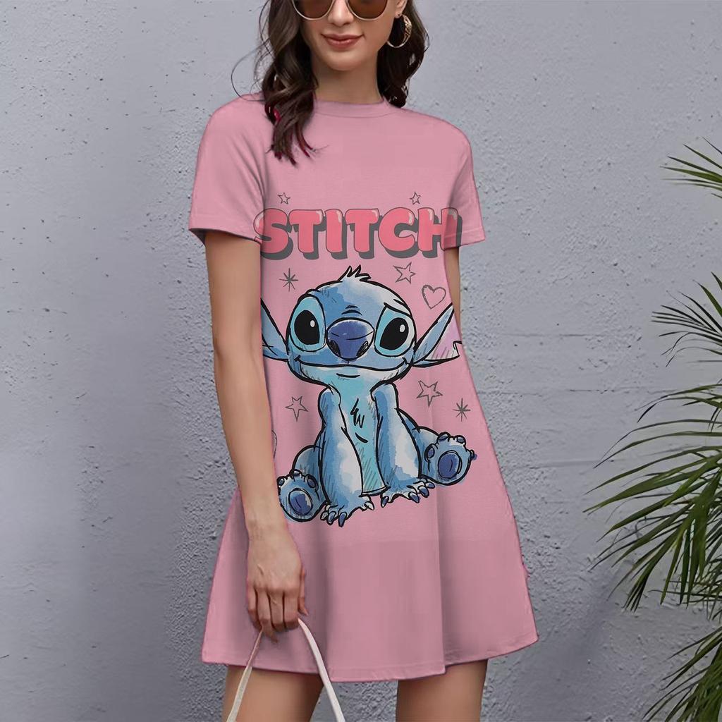 Fashion Printed Loose Women's Versatile Casual Crew Neck Casual Dresses