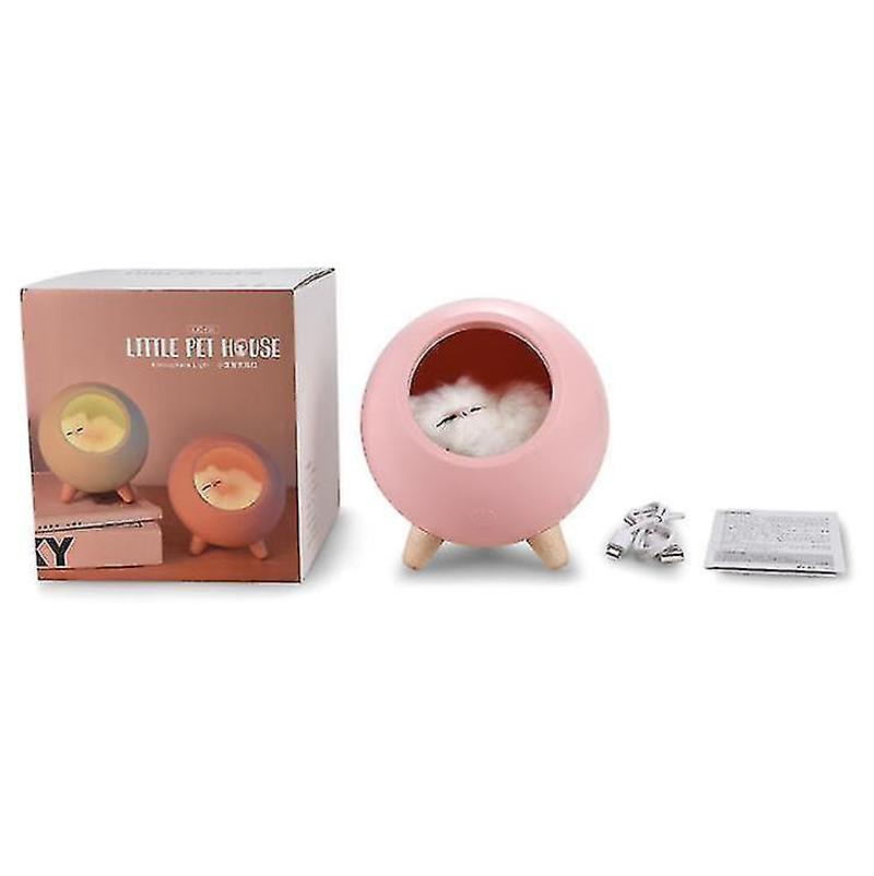 Night Light Mood Lighting Sweet Cat Sleeping Night Light Girl Room Night Light Bedroom USB Bedroom LED Cartoon Table Lamp White