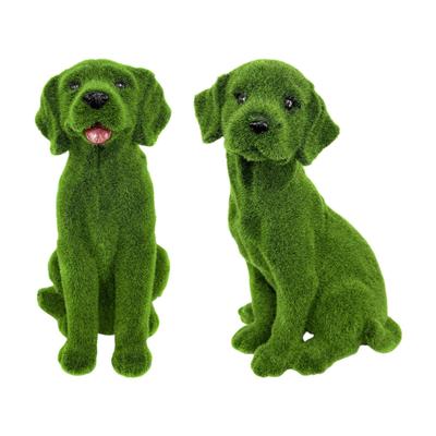 Garden Flocked Dog Statue Decor Flocking Dog Figurine for Yard Backyard Lawn