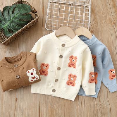 Baby Mädchen Nette Gestrickte Pullover Bär Muster Strickjacke Kinder Oberbekleidung Herbst Neue Kleidung Baby Jungen Baumwolle Stricken Pullover