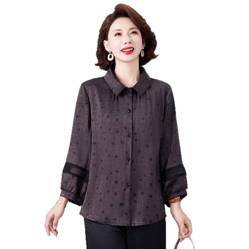 Stylish Loose-Fit Long-Sleeve Top for Middle-Aged & Elderly Women - Casual Belly-Covering Shirt