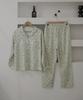 CLACE Built-In Cup Flower Long-Sleeve Pajama Set_Blue Flower