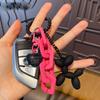 INS Punk Cute Balloon Dog Resin Key Chain Cartoon PU Black Heart Chains Keyring Car Bag Phone Pendant Keychain for Women Couple