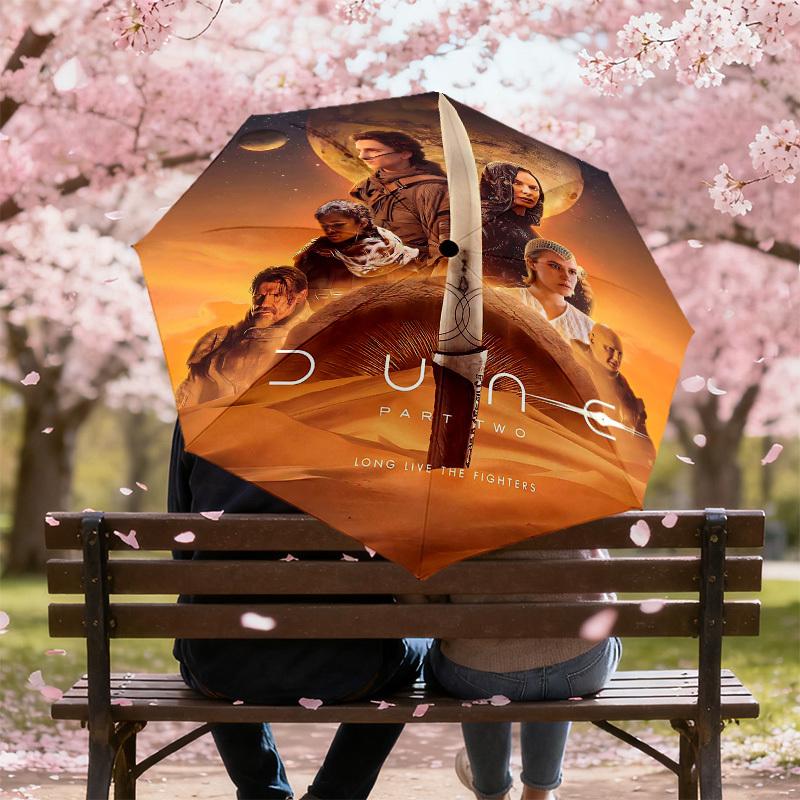 1pc Dune Part Two Automatic Open/Close Umbrella Compact Folding Umbrella with 8-Rib Shaft Lightweight Esign, for Women/Men1210A