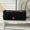 Cotton Quilted Bow Pencil Bags Floral INS Style Student Pen Pouch Large-Capacity Stationery Supplies