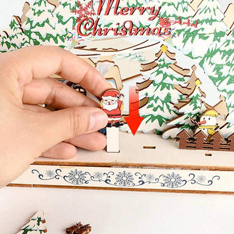 Christmas Wood Houses Decoration Table Centerpieces Rustic Tree & House Ornaments Farmhouse Festival Decoration Exquisite Small