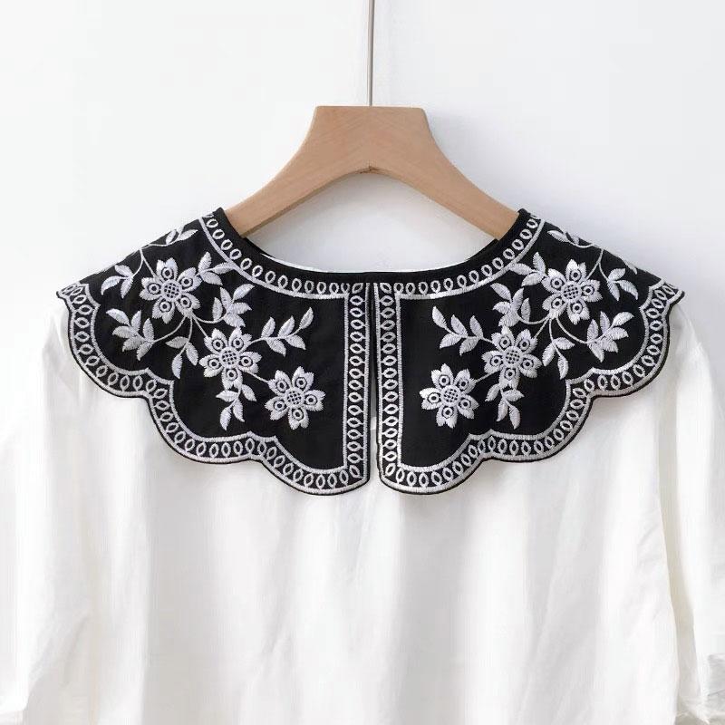 Embroidered Floral Fake Collar Cute Lolita Fake Collar Detachable Blouse False Collar Little Shawl Top for Women