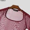 INCERUN Men Short Sleeve Mesh Sheer Sexy Party Club T-shirts Tops