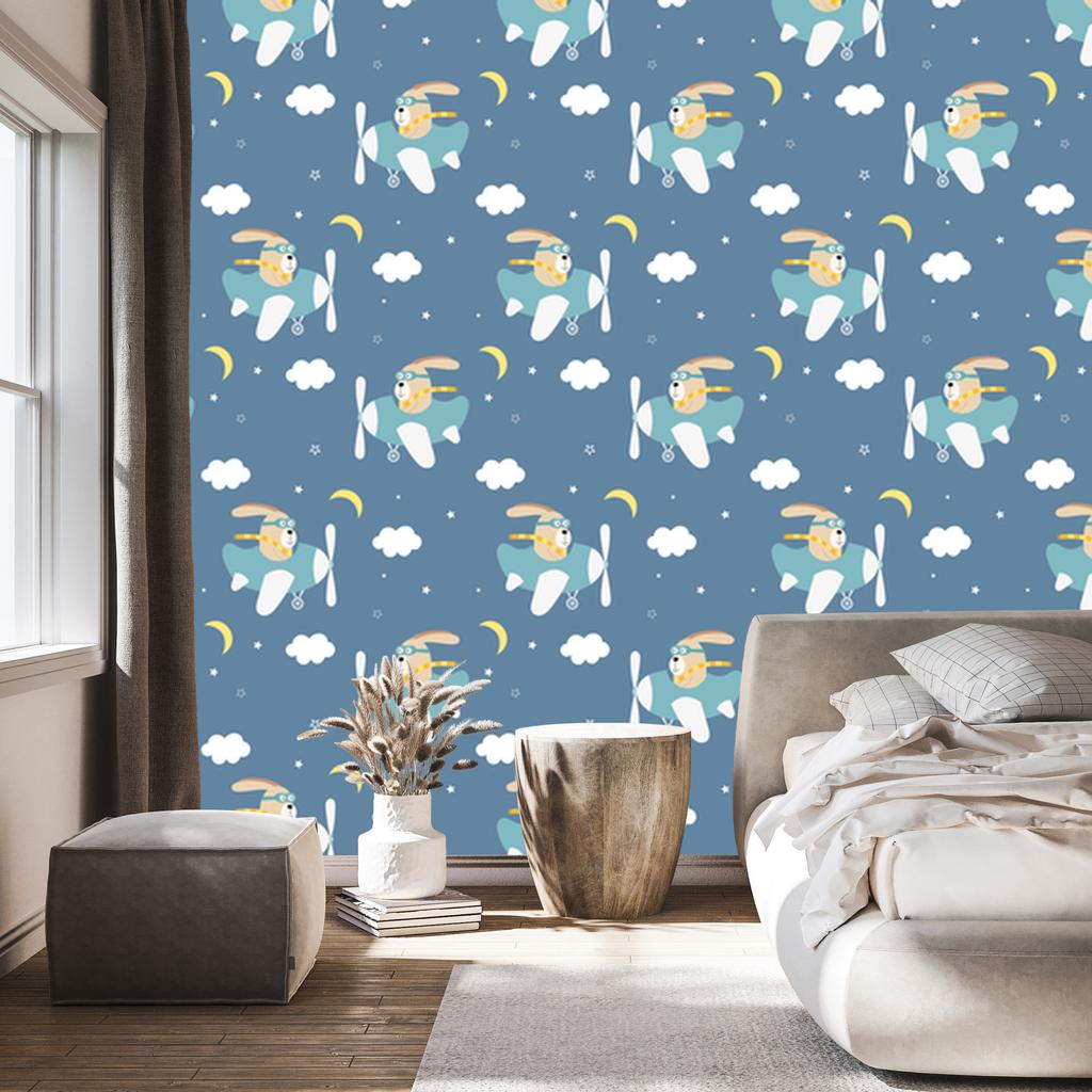 Rabbits In Airplanes Wallpaper for Living Room and Bedroom 50x1000