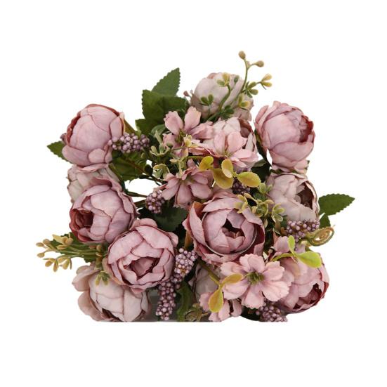 Искусственные Пионы Цветок Смешанный Искусственный Цветок Пиона Стебель Реальное Прикосновение Поддельный Шелковый Букет для Цветочных Композиций Обеденный Стол Свадебная Вечеринка Центральный Элемент