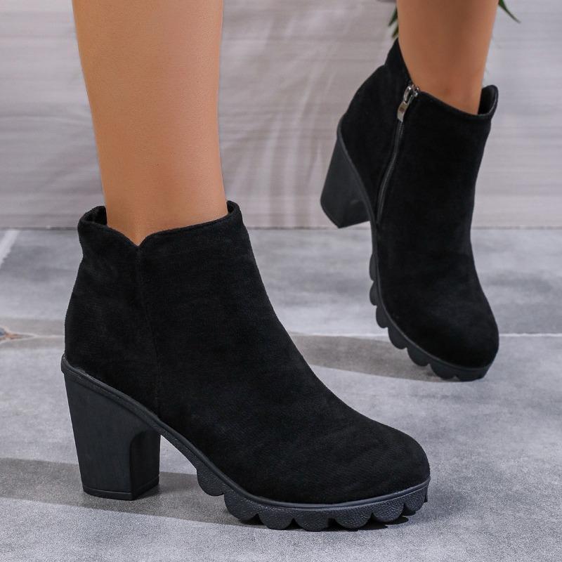 2024 Winter Women Boots Sexy Fashion Boots Pattern Chunky High Heels Women Boots  Female Round Toe Comfortable Shoes for Women