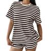 Women Casual Two Piece Set Short Sleeve Knit Top and Shorts Lounge Wear Summer Outfit Lightweight Soft Fabric