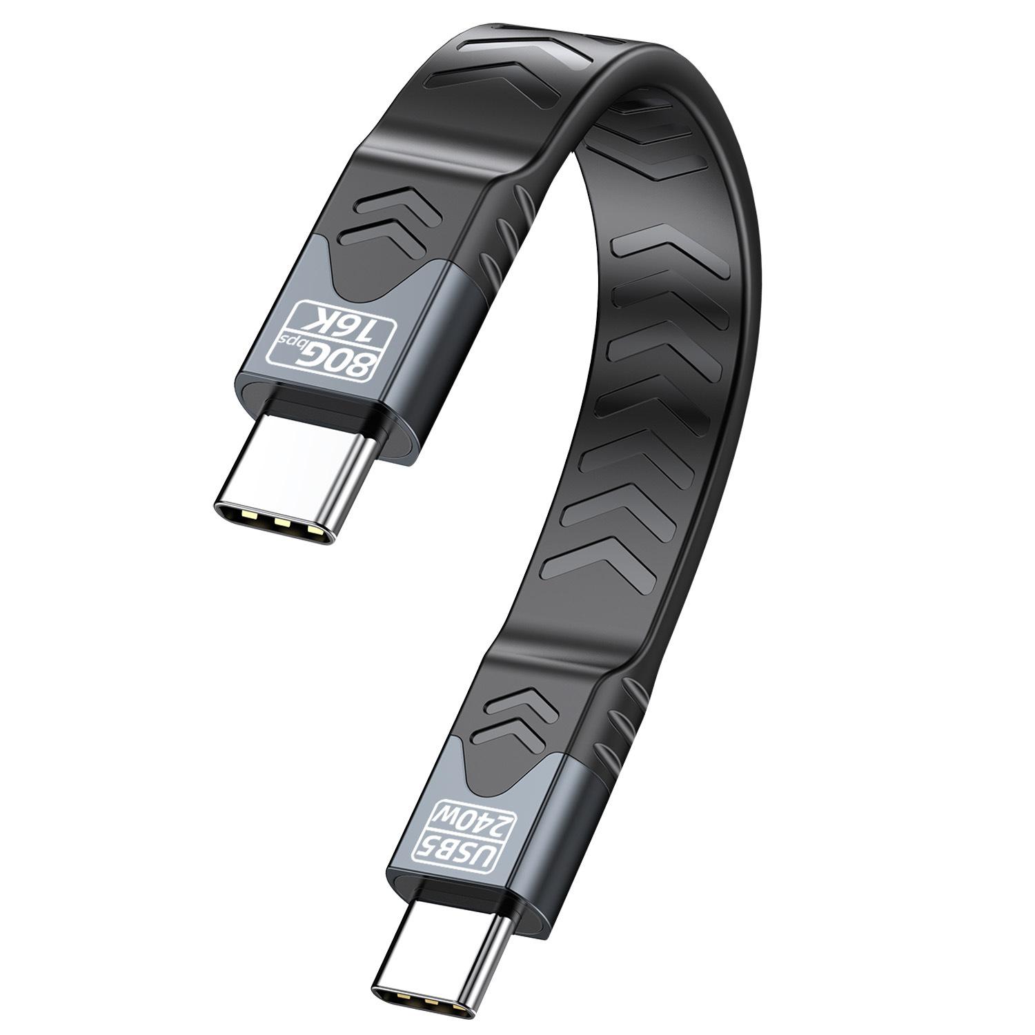 

Кабель для быстрой зарядки 240 Вт USB-C на USB-C Thunderbolt 5/4/3 Видеокабель 16k@60 Гц Кабель для передачи данных 80 Гбит/с Подходит для iPhone 16 Samsung 13cm чёрный