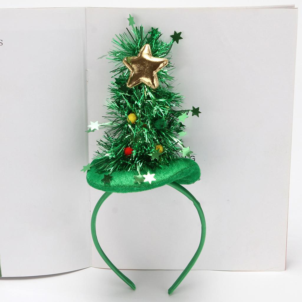 Cheap Glitter Santa Hat Hair Hoop Glowing Xmas Tree Headbands Christmas Party Favors Creative