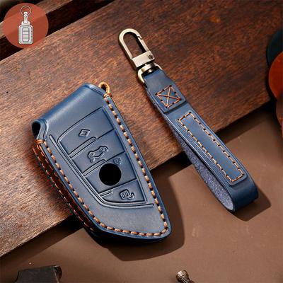 Funda de cuero de lujo para llave de coche, accesorio para llavero, compatible con BMW CAS4, CAS1, 1, 2, 5, 7 Series X1, X3, X5, X6, X5M y X6M.