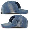 Cappellino da Baseball con Ricamo Lettera COLORATA TAKE Visiera in Denim Cappelli da Baseball da Cowboy Regolabile con Foro Perforato Cappellino con Visiera per Uomo Donna